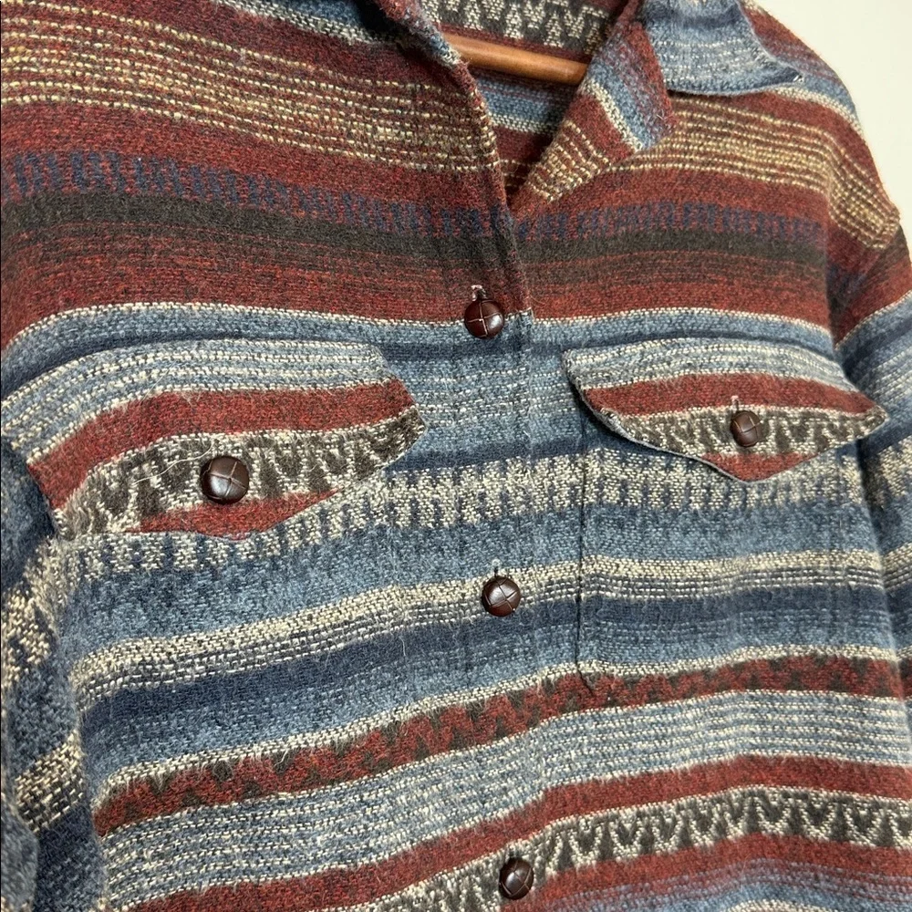 Style New York Vintage Southwestern Wool Blend Striped Jacket Womens 14 Large US - Picture 5 of 13